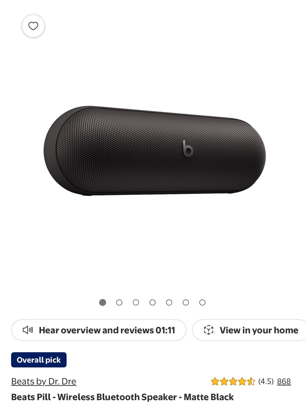 Beats by Dre Beats Pill Wireless Bluetooth Speaker Matte Black
